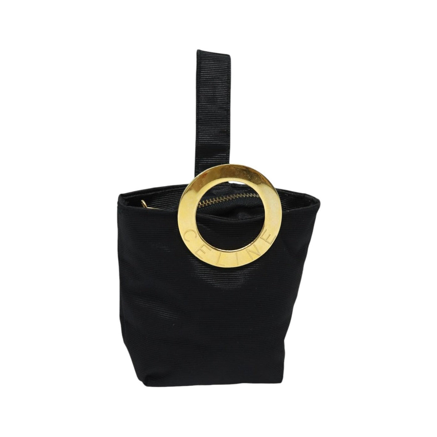Celine Circle Logo Nylon, Black, Nylon, Clutch