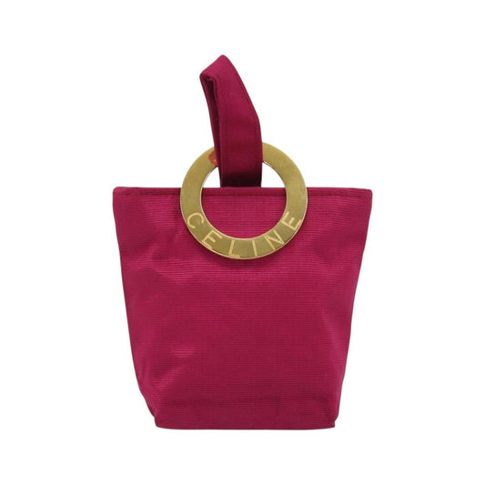 Celine Circle Logo Pouch Nylon, Pink, Nylon, Clutch