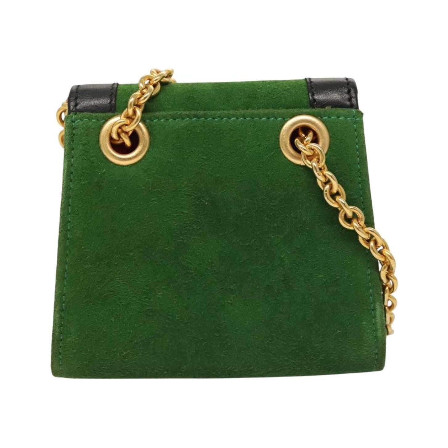Celine Circle Logo Suede, Green, Suede, Clutch