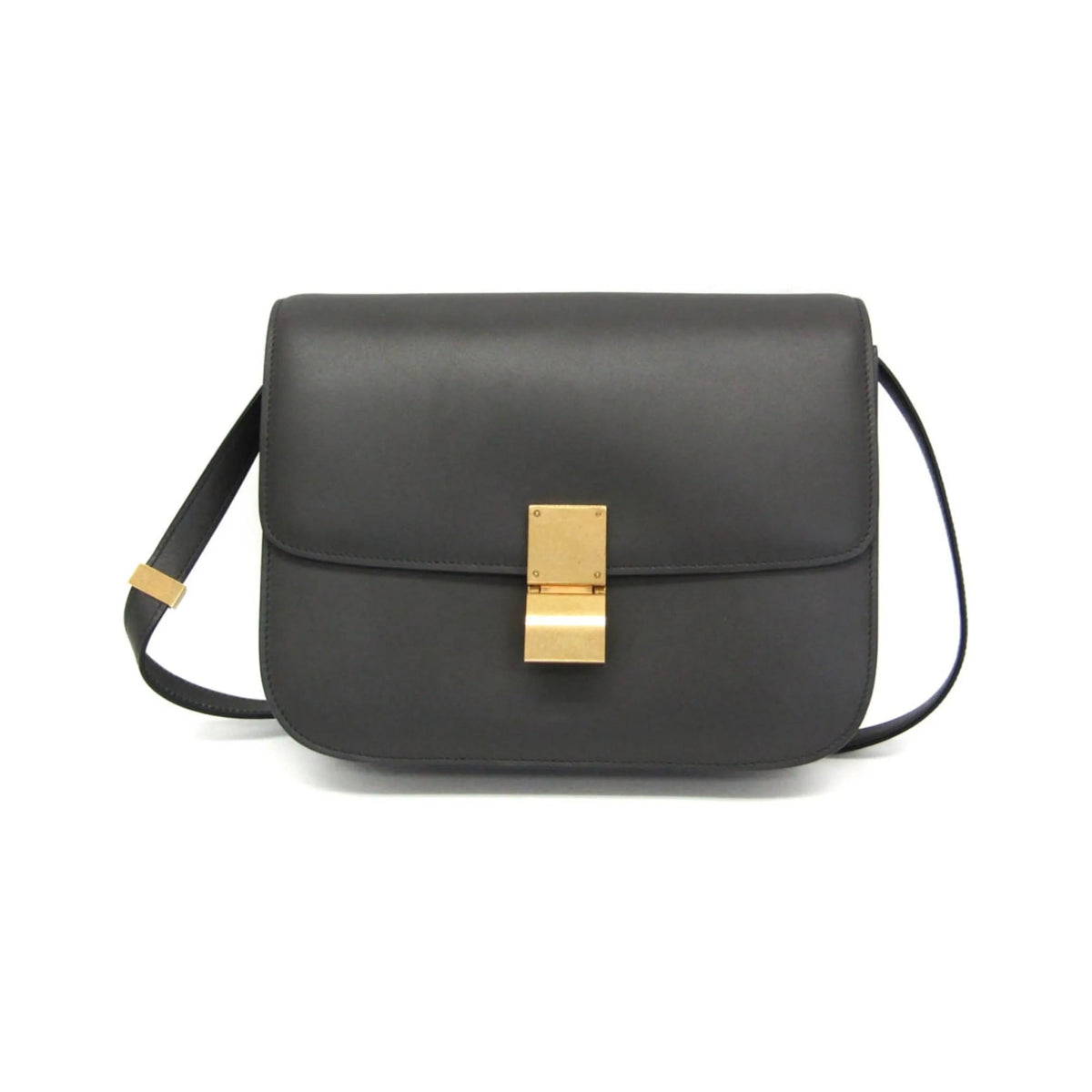 Celine Classic Box Bag Smooth Leather, Gray, Leather, Shoulder Bag
