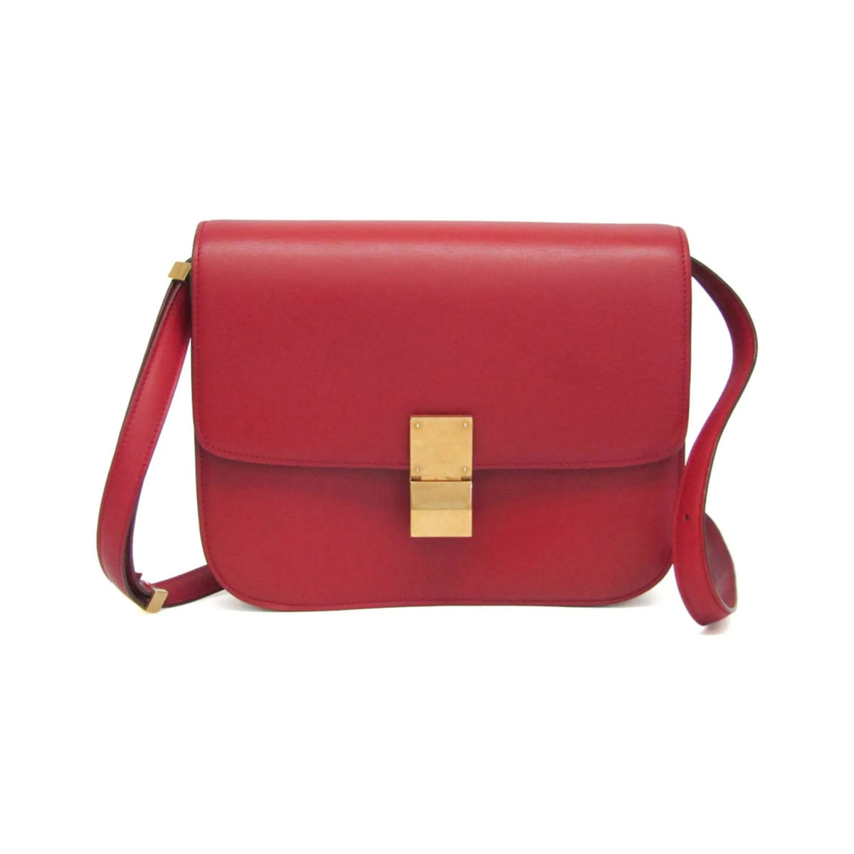 Celine Classic Box Smooth Leather, Red, Calfskin, Handbag