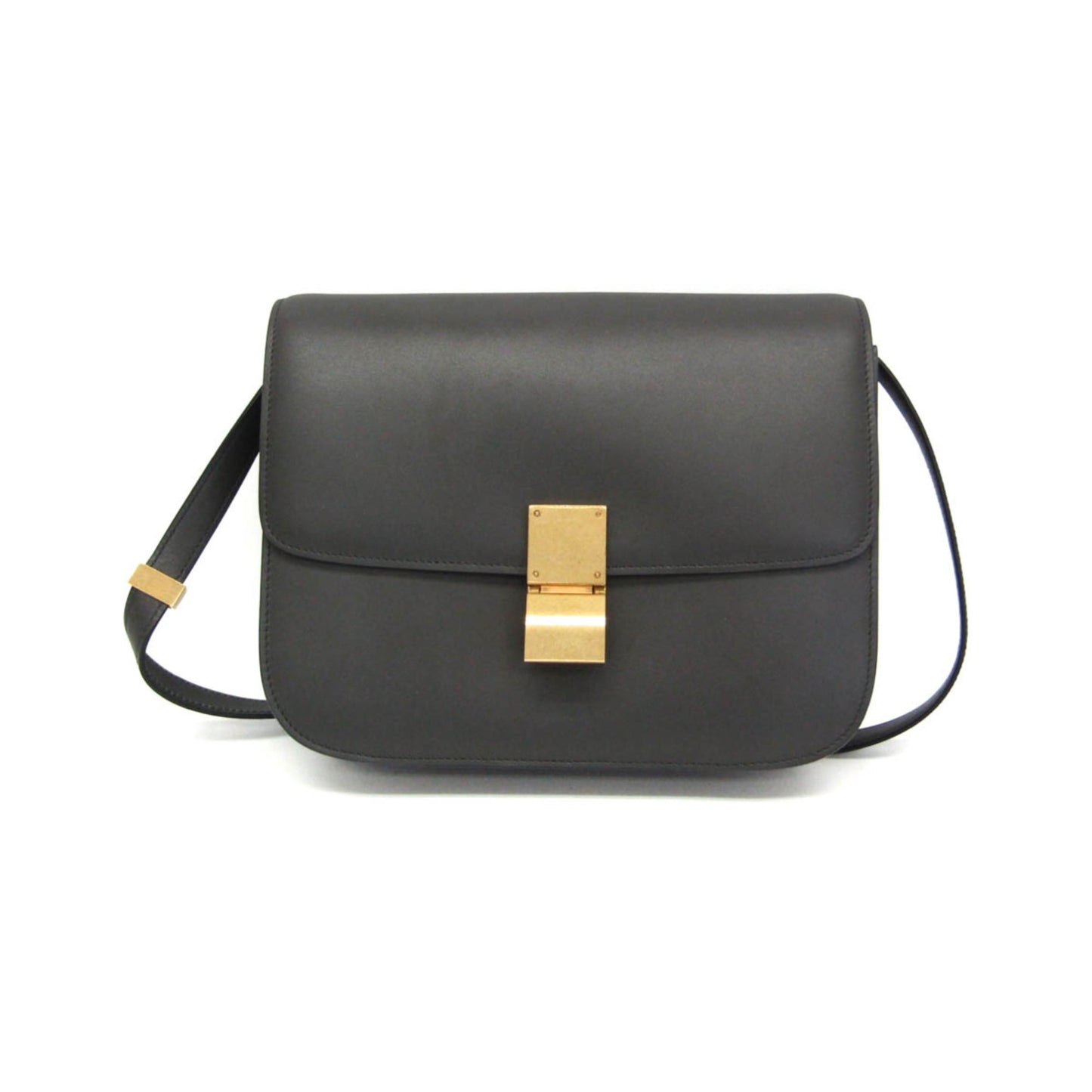 Celine Classic Box Smooth Leather, Gray, Leather, Handbag