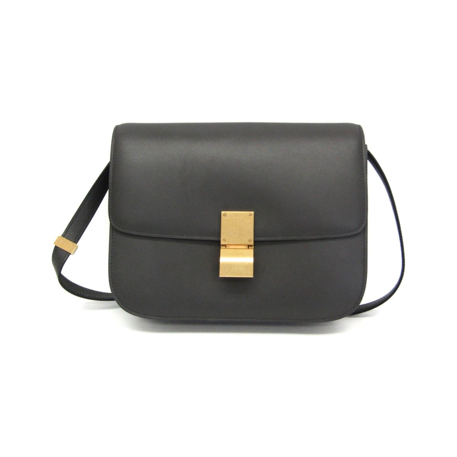 Celine Classic Box Smooth Leather, Gray, Leather, Handbag