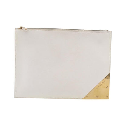 Celine Clutch Leather, White, Leather, Clutch