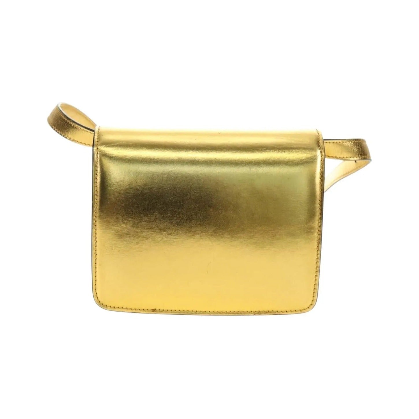 Celine Flap Shoulder Leather, Gold, Leather, Shoulder Bag