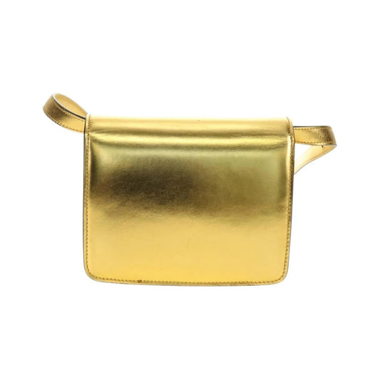 Celine Flap Shoulder Leather, Gold, Leather, Shoulder Bag