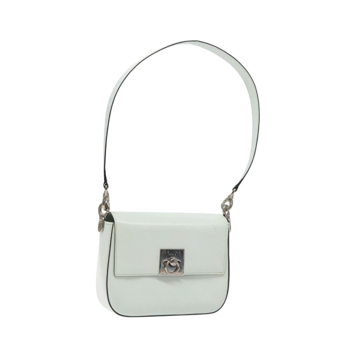 Celine Flap Shoulder Leather, Silver, Leather, Shoulder Bag