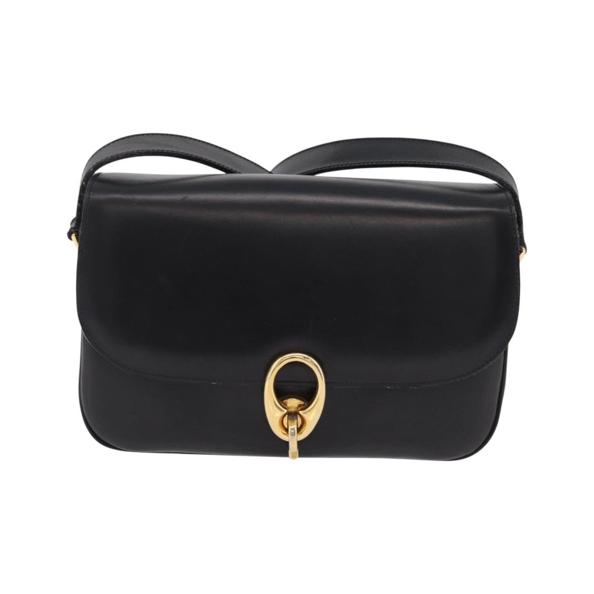 Celine Flap Shoulder Leather, Black, Leather, Shoulder Bag