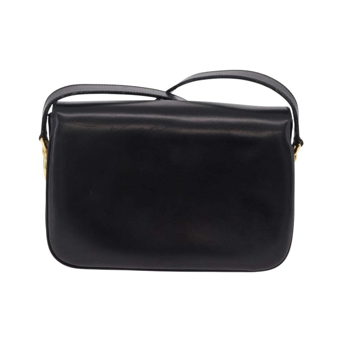 Celine Flap Shoulder Leather, Black, Leather, Shoulder Bag