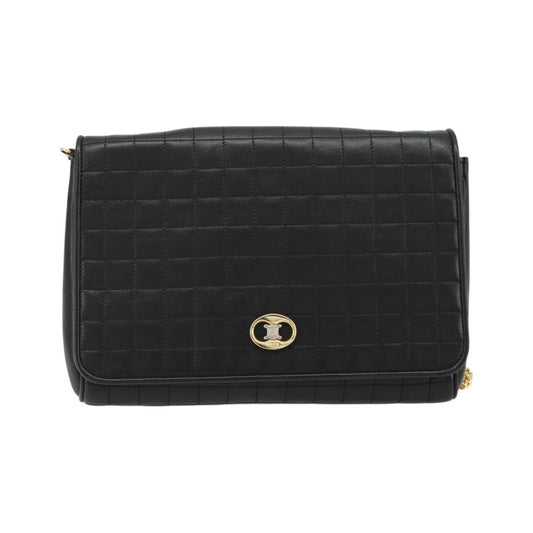 Celine Flap Shoulder Leather, Black, Leather, Shoulder Bag
