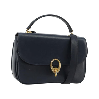 Celine Flap Shoulder Leather, Navy, Leather, Shoulder Bag
