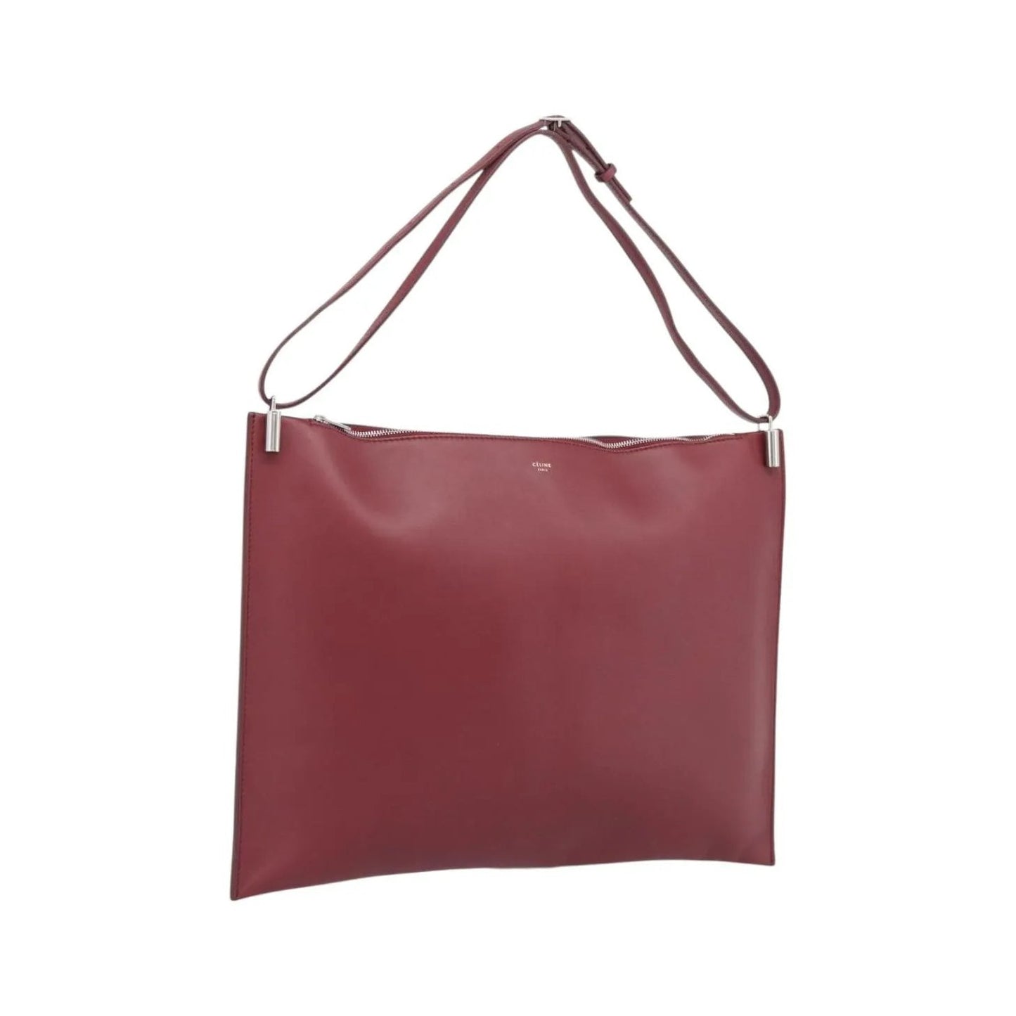 Celine Fortune Cookie Convertible Leather, Burgundy, Leather, Shoulder Bag