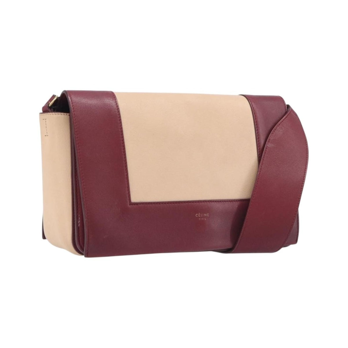Celine Frame Leather, Beige, Leather, Shoulder Bag