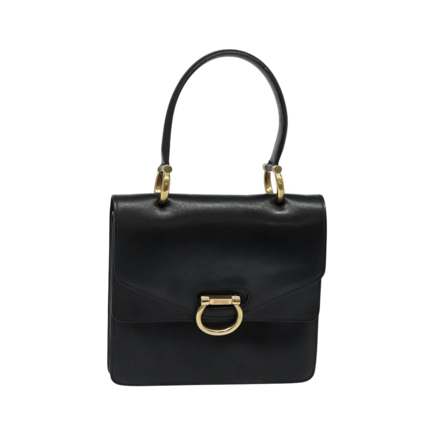 Celine Gancini Leather, Black, Leather, Handbag
