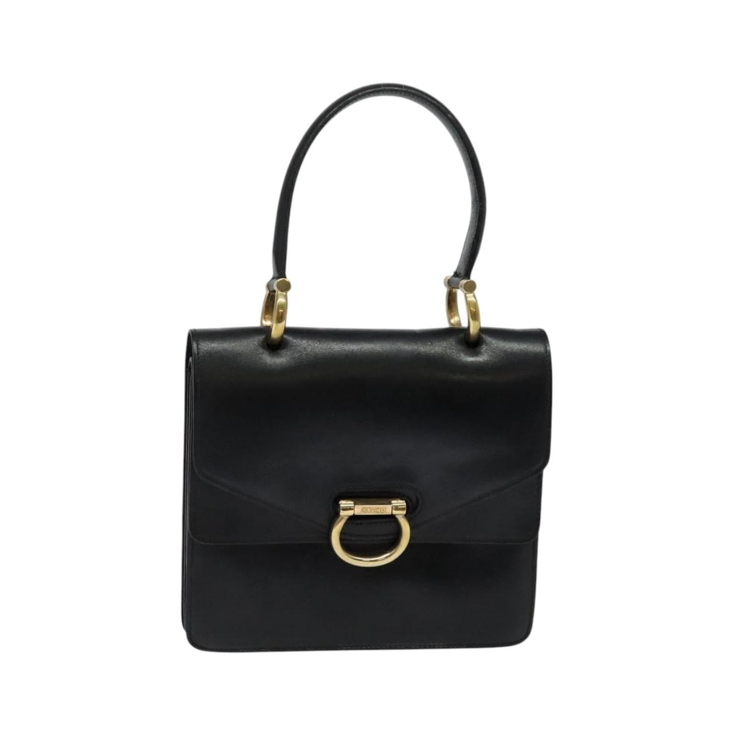 Celine Gancini Leather, Black, Leather, Handbag