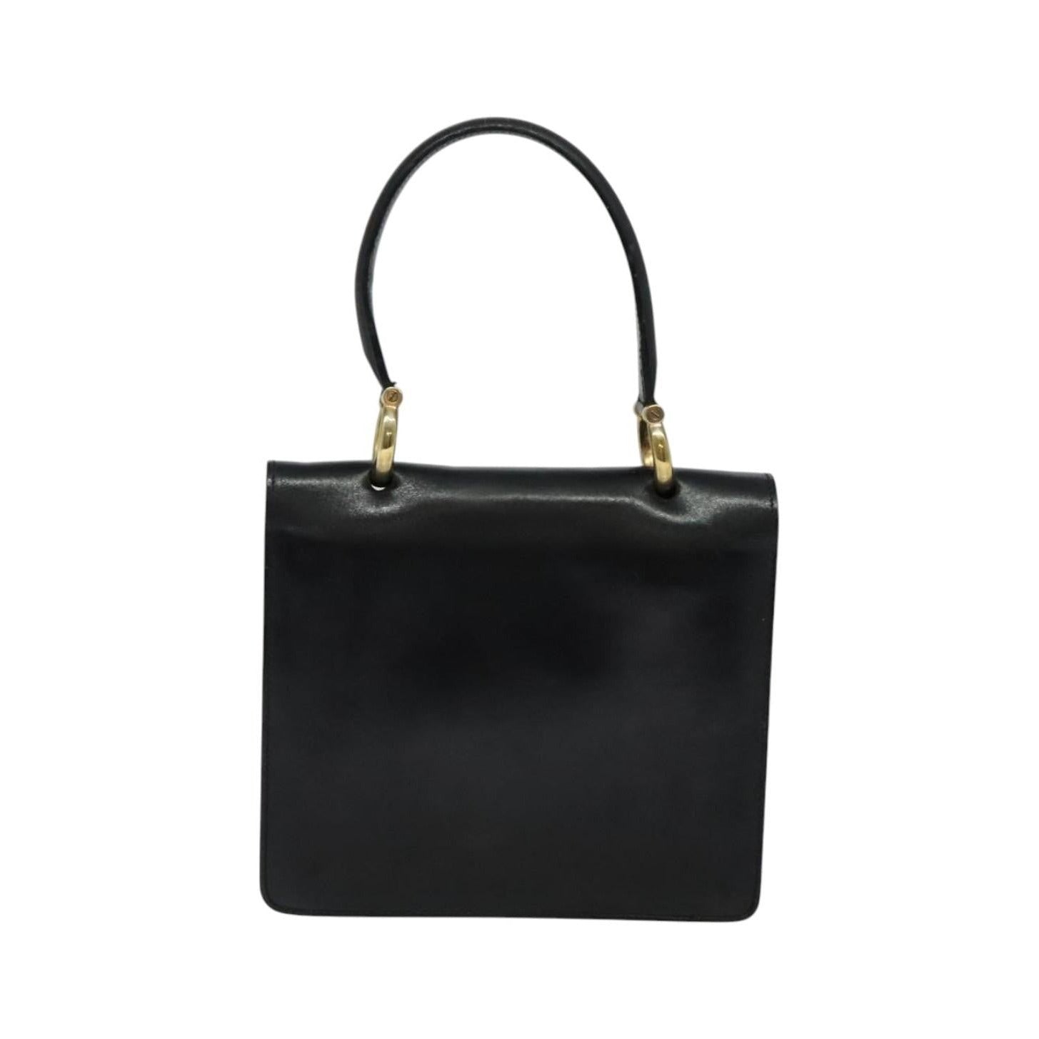 Celine Gancini Leather, Black, Leather, Handbag
