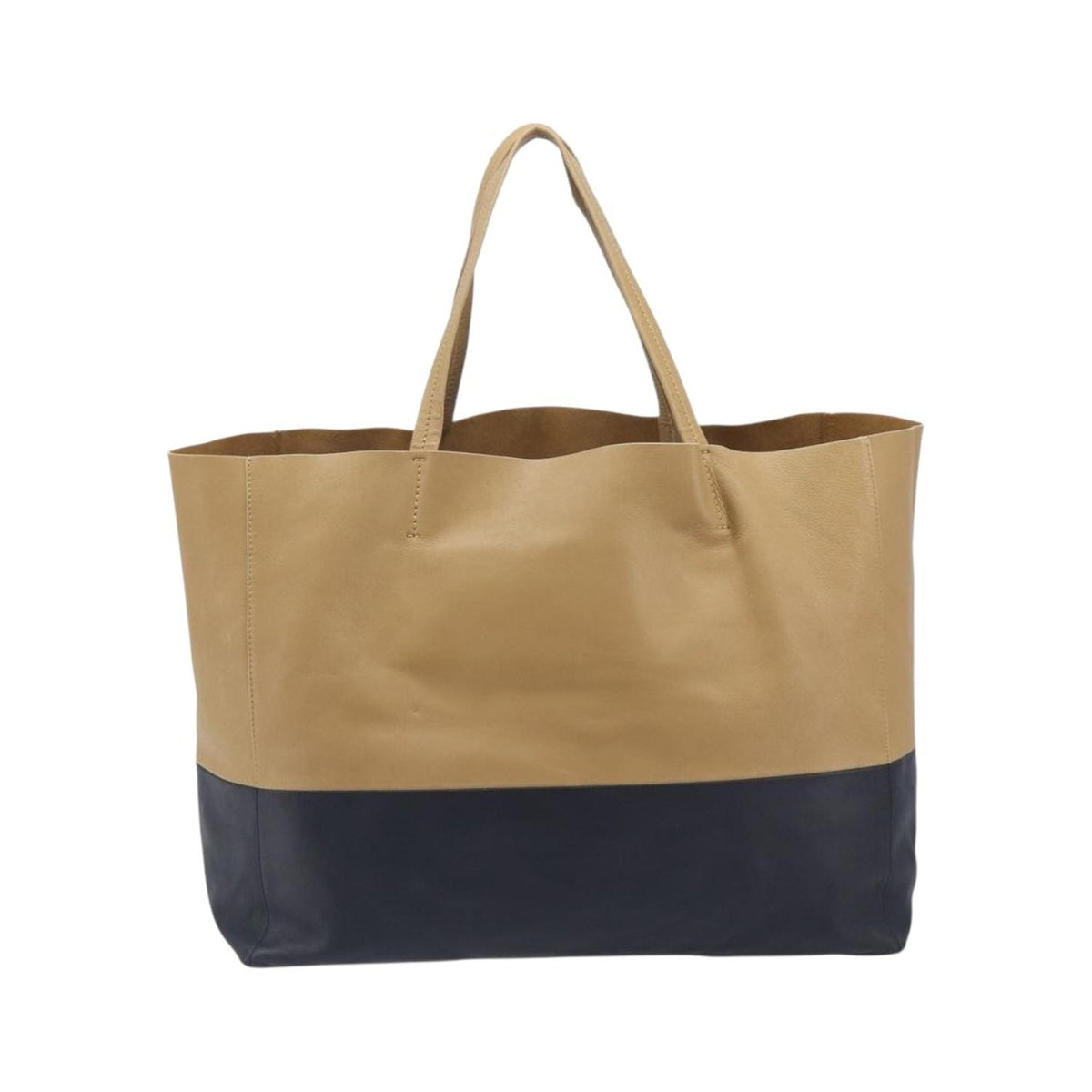 Celine Horizontal Bi-Cabas Leather, Beige, Leather, Tote Bag