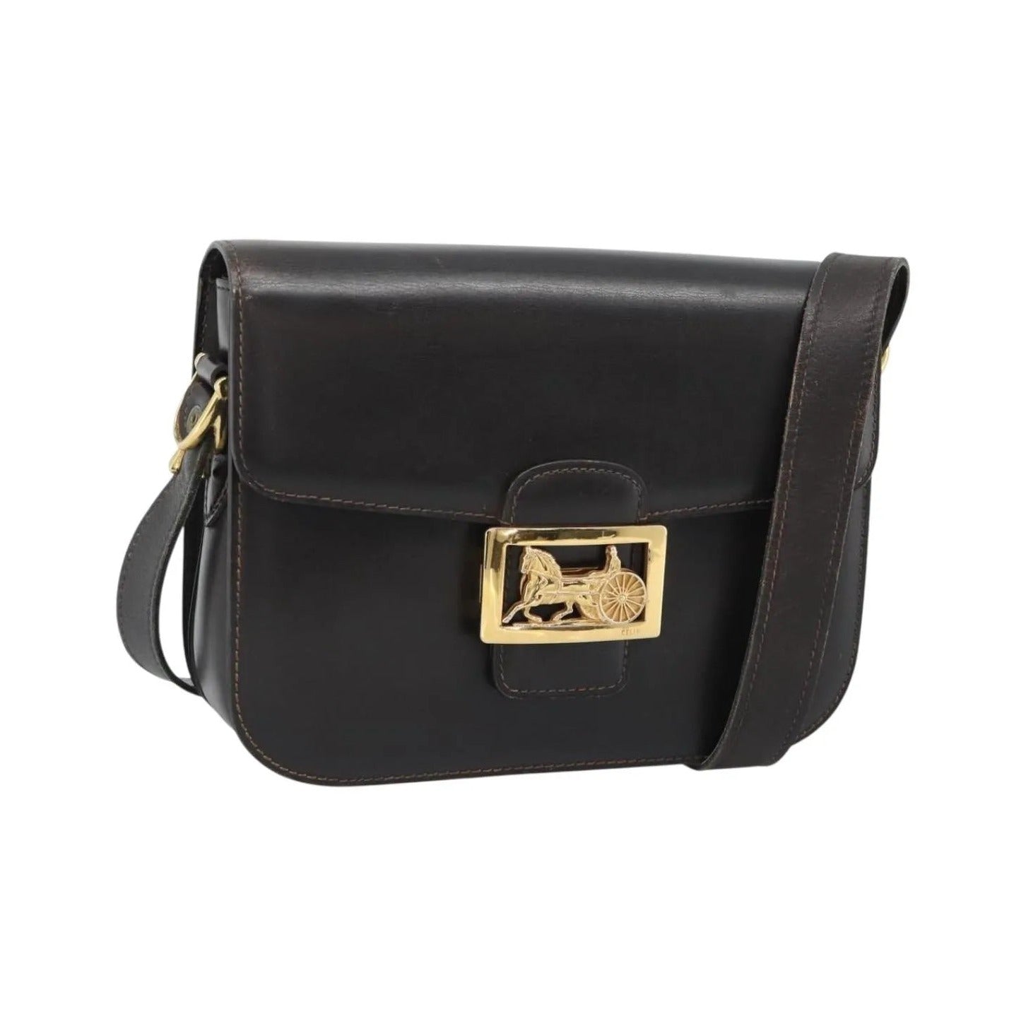 Celine Horse Carriage Leather, Brown, Leather, Shoulder Bag
