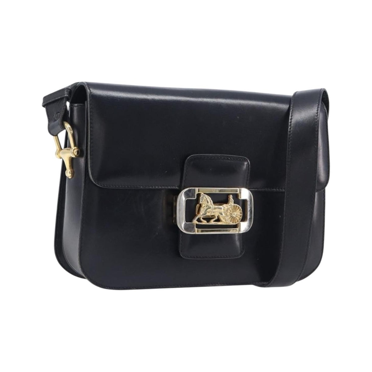 Celine Horse Carriage Leather, Black, Leather, Shoulder Bag