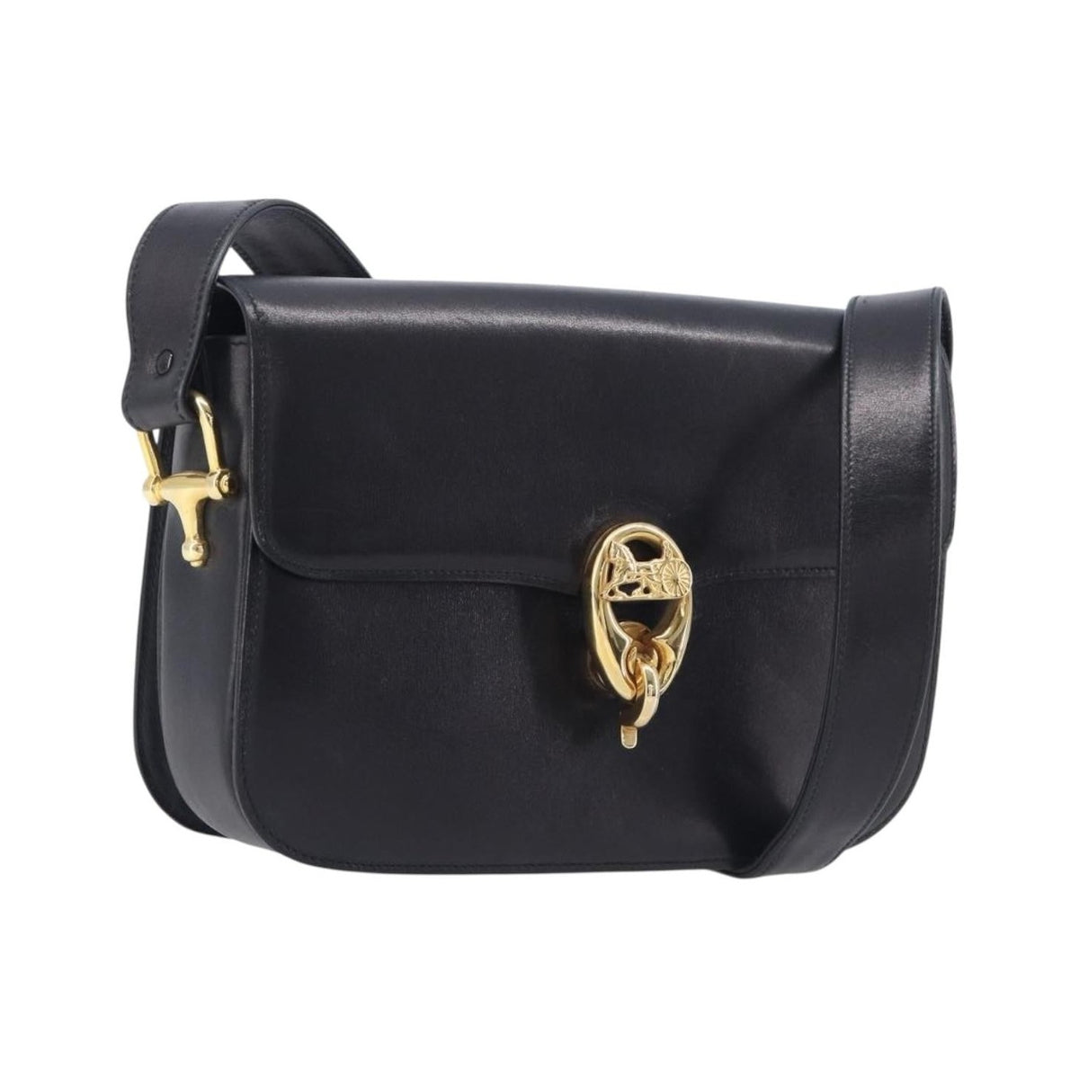 Celine Horse Carriage Leather, Black, Leather, Shoulder Bag