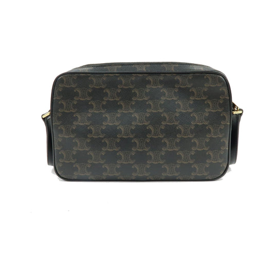 Celine Logo Messenger Triomphe Coated Canvas, Brown, Canvas, Handbag