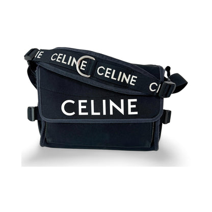 Celine Logo Trekking Messenger Nylon, Black, Nylon, Crossbody Bag