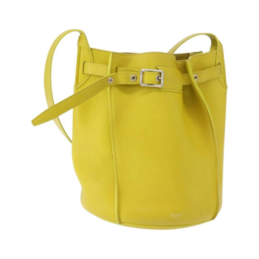 Celine Long Strap Big Bag Bucket Leather, Yellow, Leather, Handbag