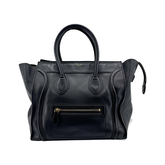 Celine Luggage Embossed Leather, Black, Leather, Handbag