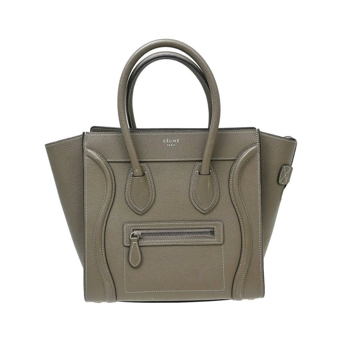 Celine Luggage Grainy Leather, Gray, Leather, Tote Bag