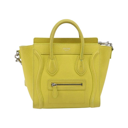 Celine Luggage Grainy Leather, Yellow, Leather, Handbag