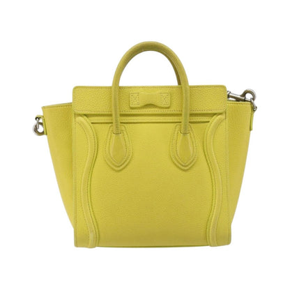 Celine Luggage Grainy Leather, Yellow, Leather, Handbag