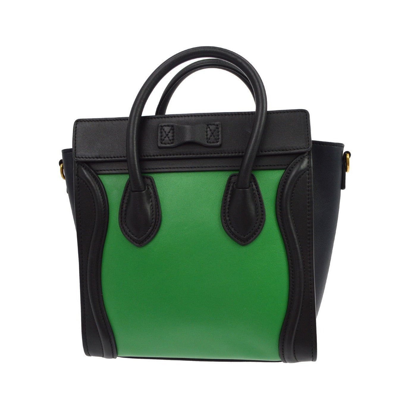 Celine Luggage Leather, Green, Leather, Handbag
