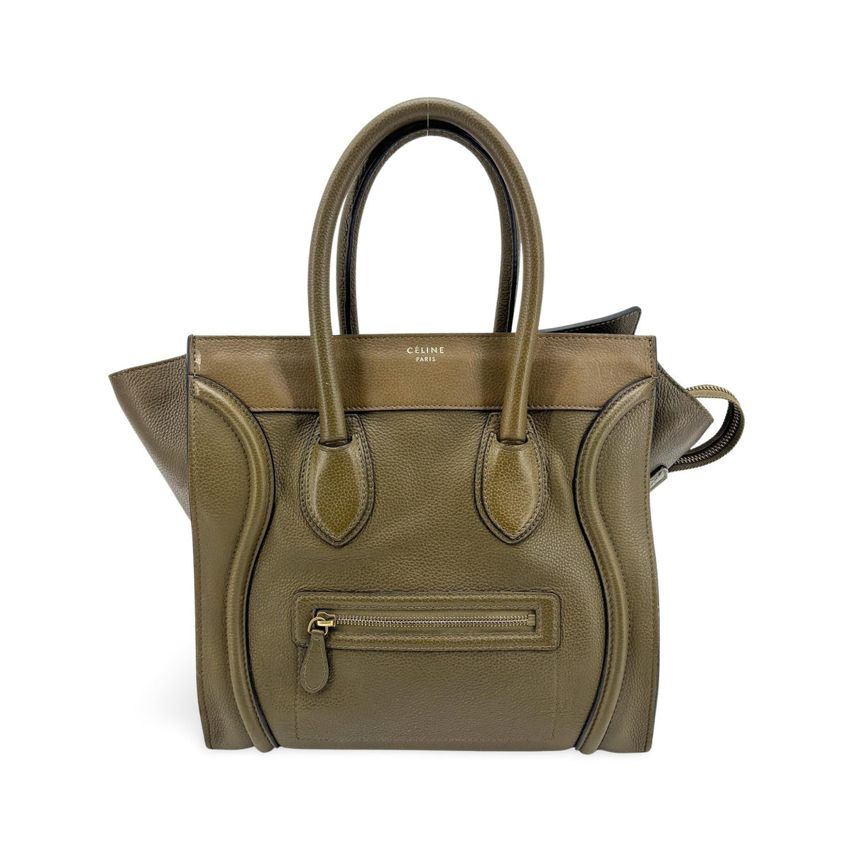Celine Luggage Smooth Leather, Khaki, Leather, Handbag