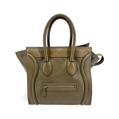 Celine Luggage Smooth Leather, Khaki, Leather, Handbag