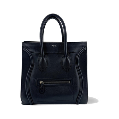 Celine Luggage Smooth Leather, Black, Leather, Handbag