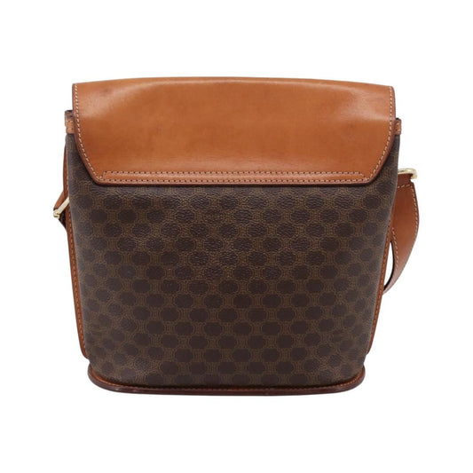 Celine Macadam Leather, Brown, Canvas, Shoulder Bag