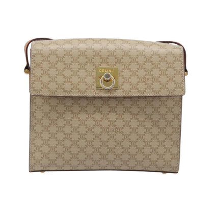 Celine Macadam Leather, Beige, Canvas, Shoulder Bag