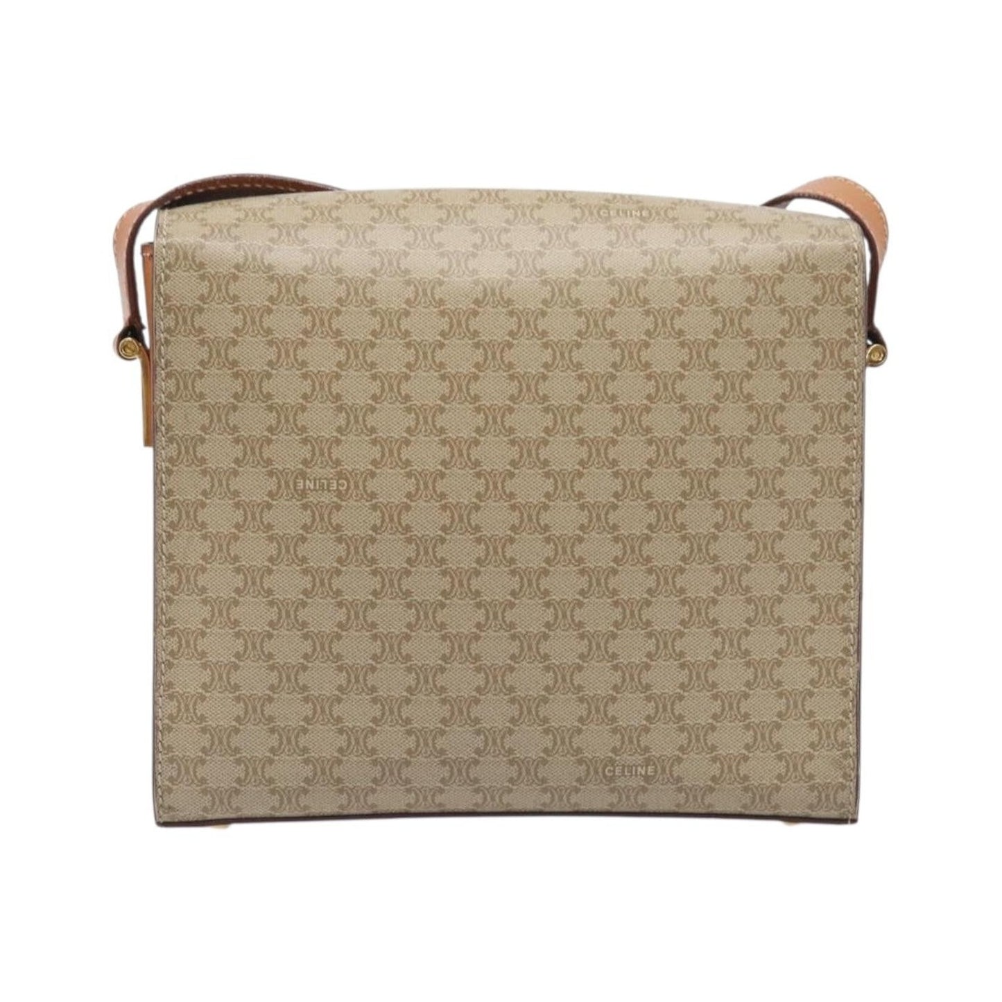 Celine Macadam Leather, Beige, Canvas, Shoulder Bag