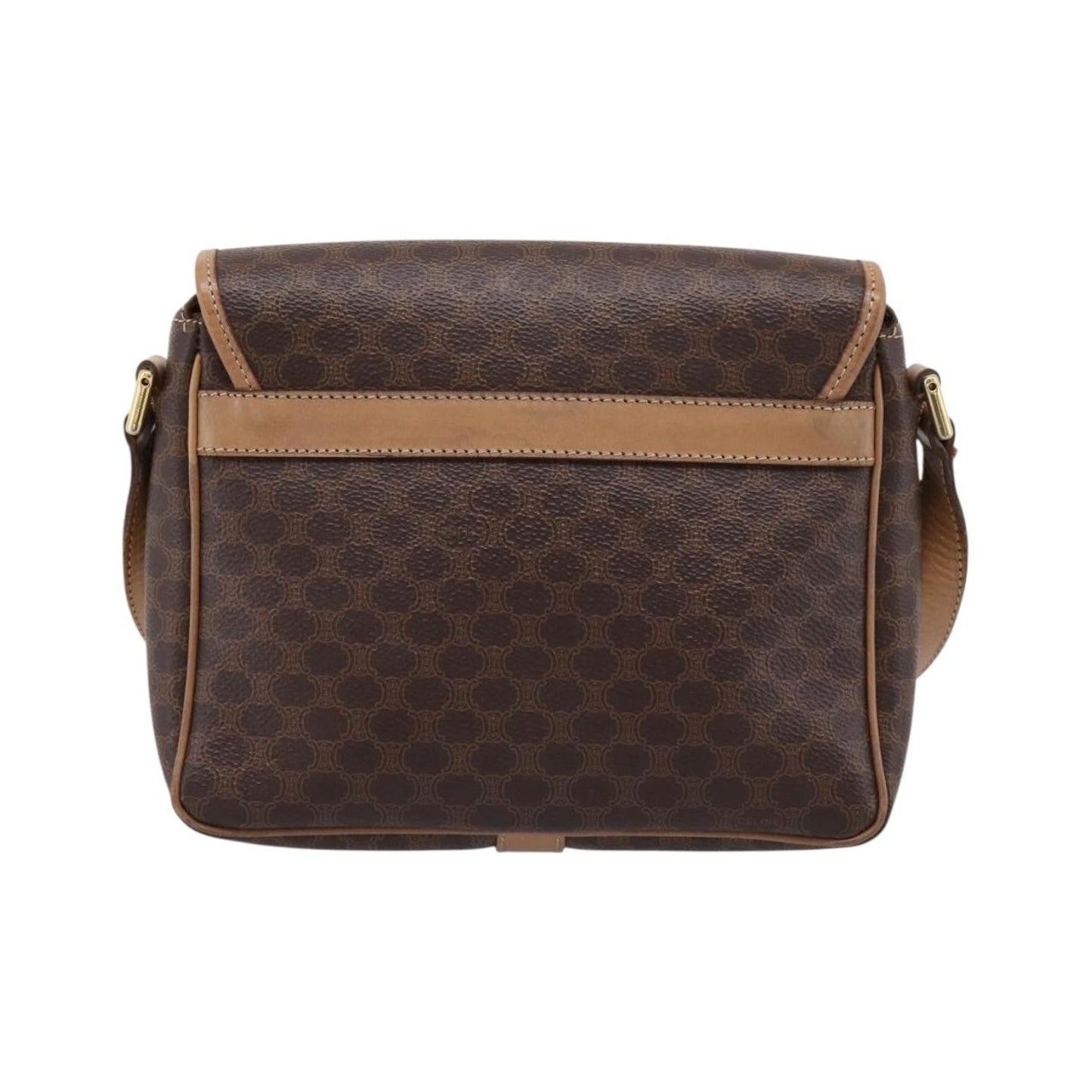 Celine Macadam Leather, Brown, Canvas, Shoulder Bag