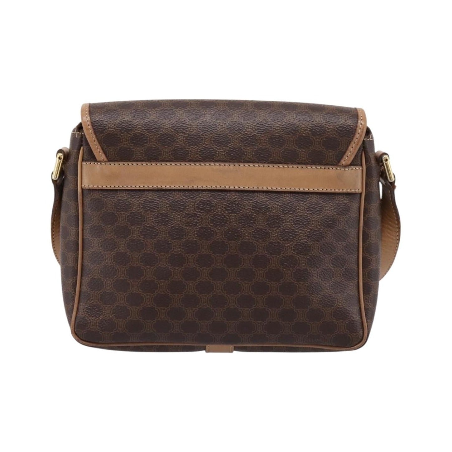 Celine Macadam Leather, Brown, Canvas, Shoulder Bag