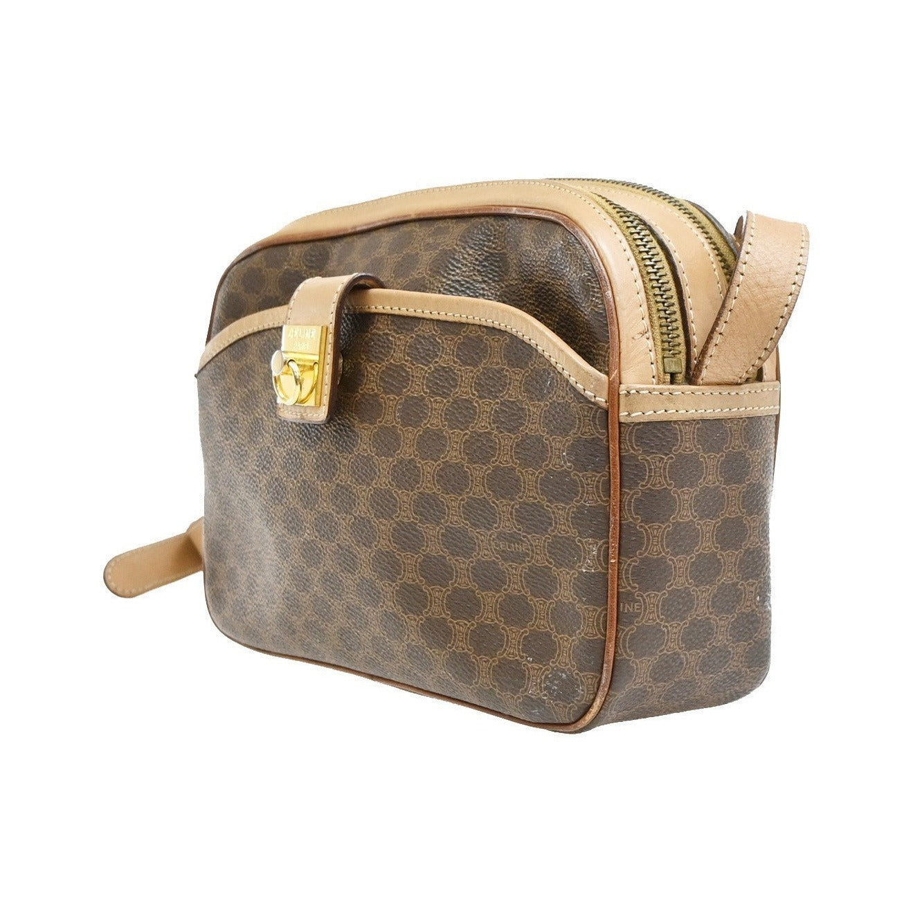 Celine Macadam Leather, Brown, PVC, Shoulder Bag