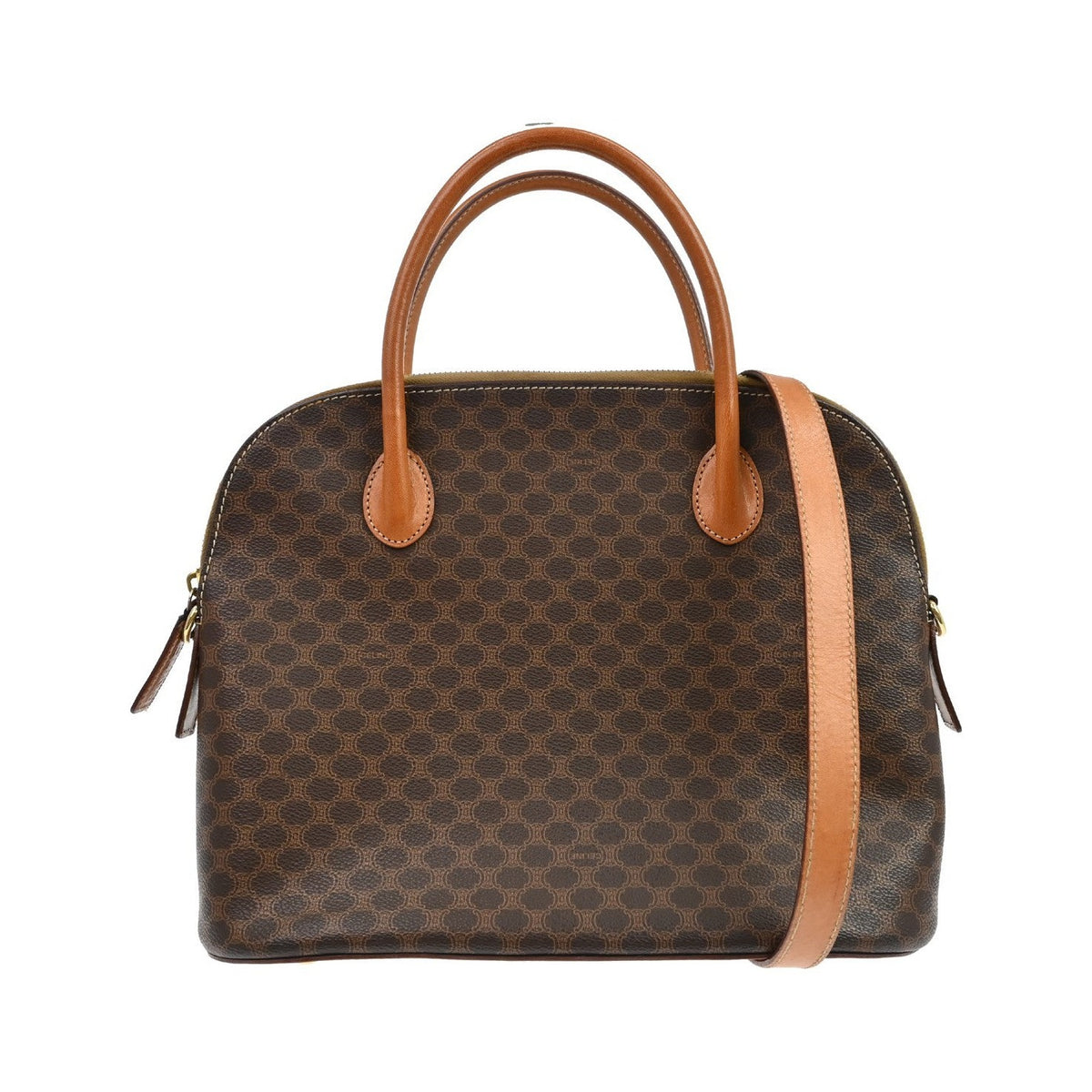 Celine Macadam Leather, Brown, Canvas, Tote Bag