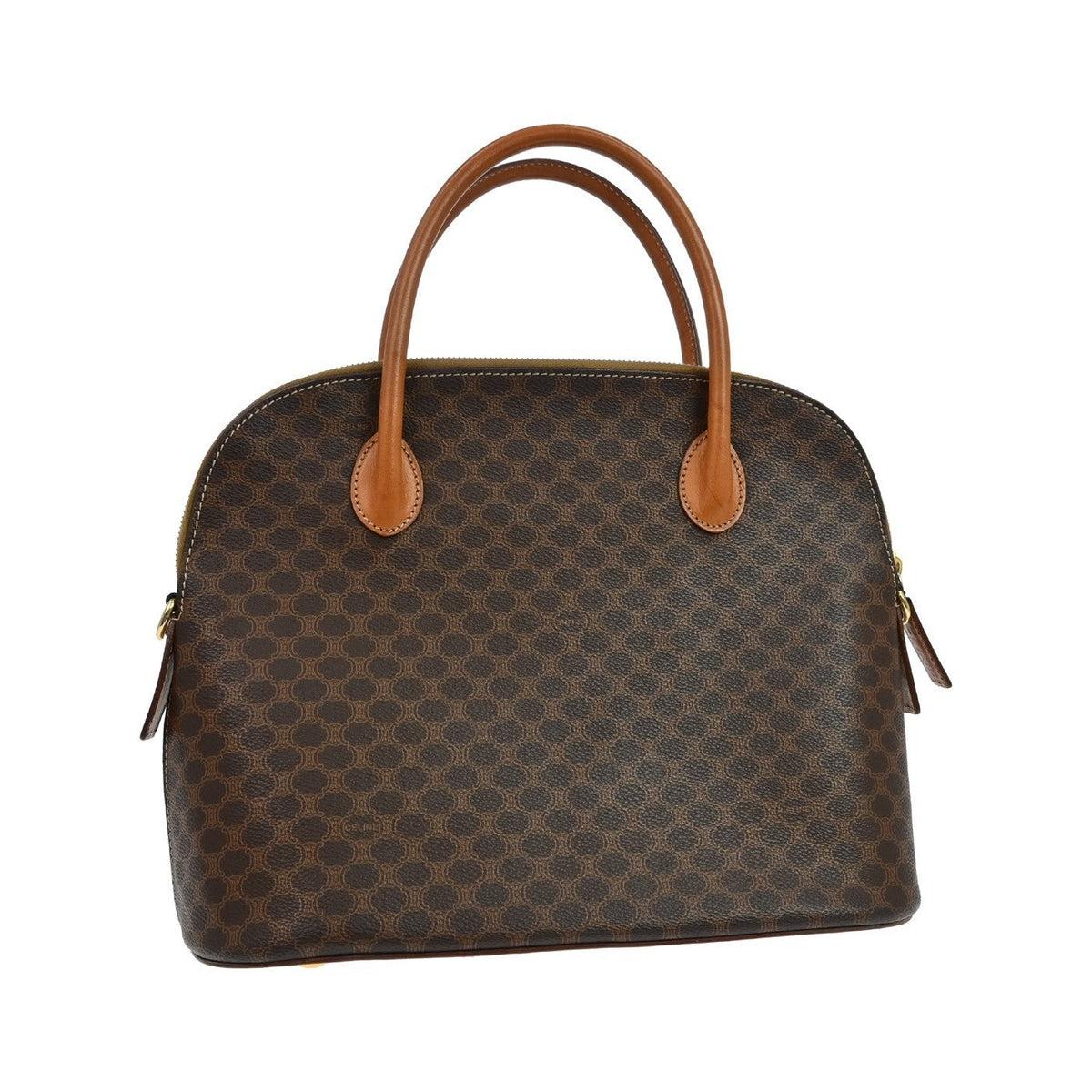 Celine Macadam Leather, Brown, Canvas, Tote Bag