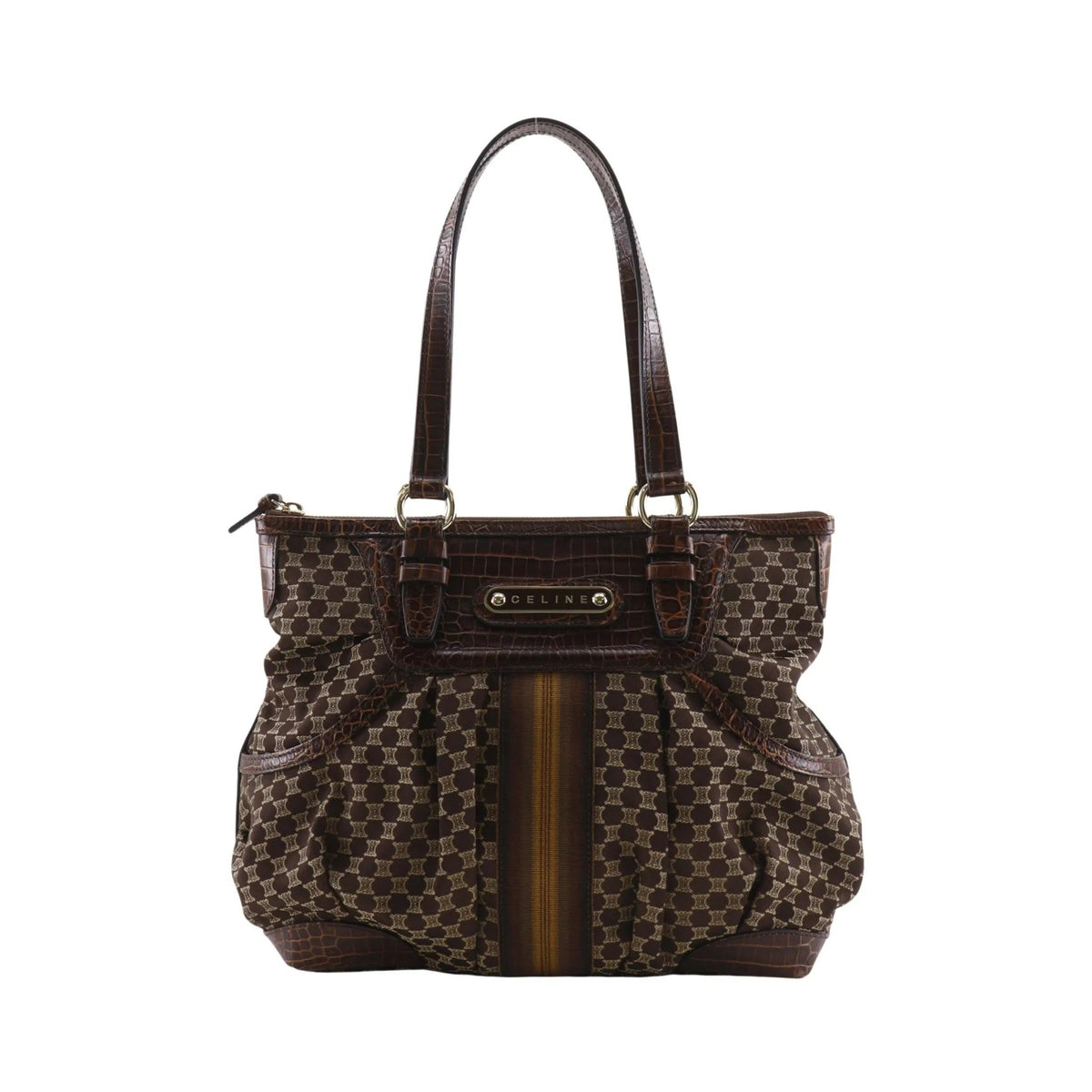 Celine Macadam Macadam with leather, Brown, Leather, Tote Bag