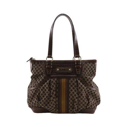 Celine Macadam Macadam with leather, Brown, Leather, Tote Bag