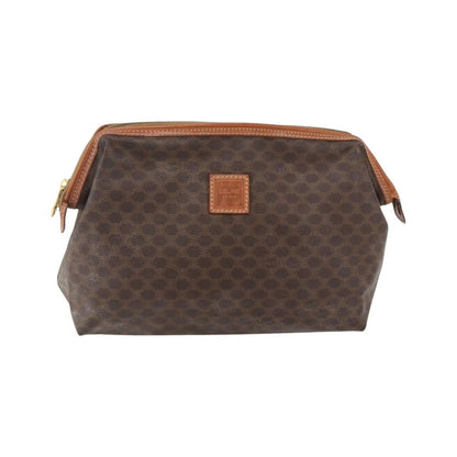 Celine Macadam Pochette Canvas, Brown, Canvas, Clutch