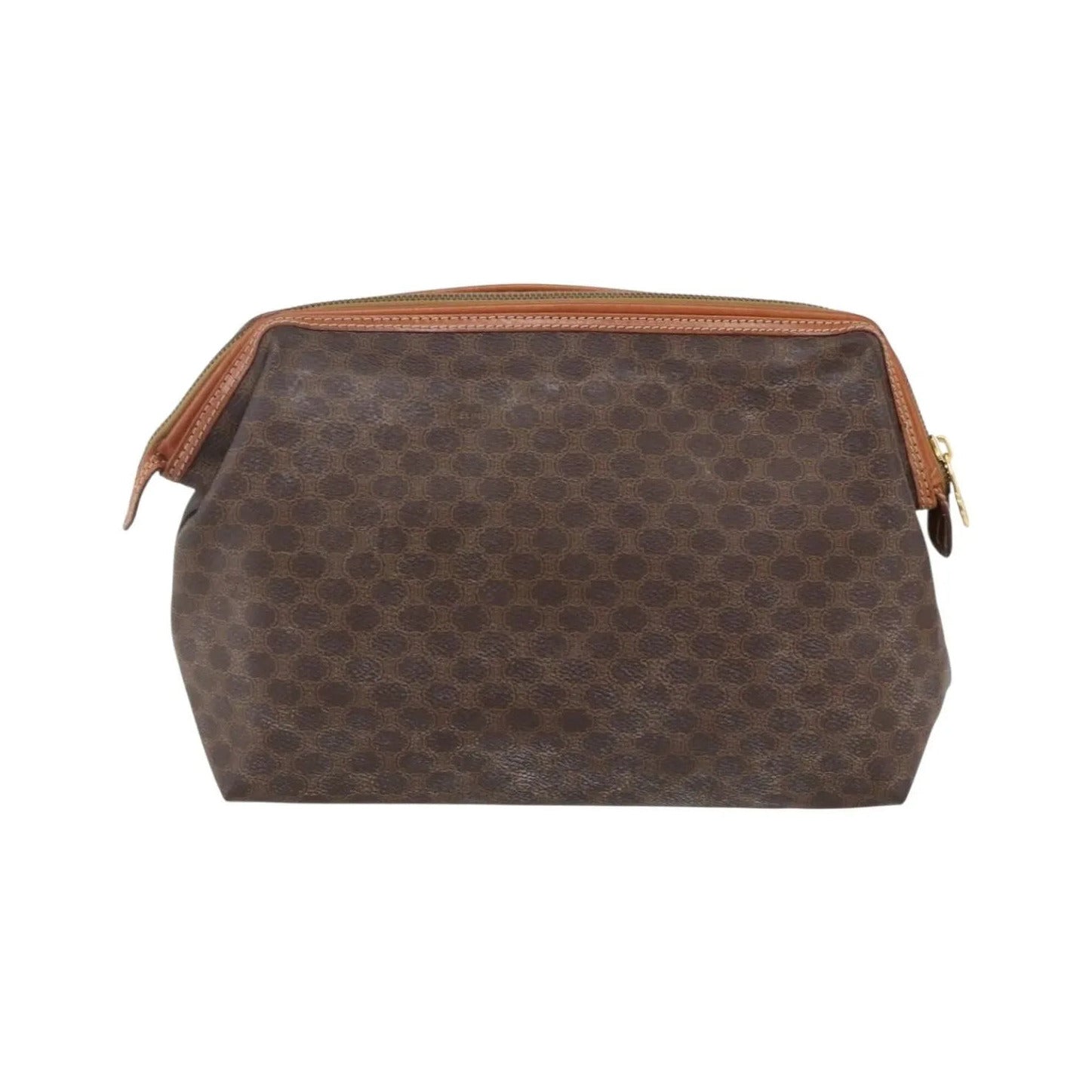 Celine Macadam Pochette Canvas, Brown, Canvas, Clutch
