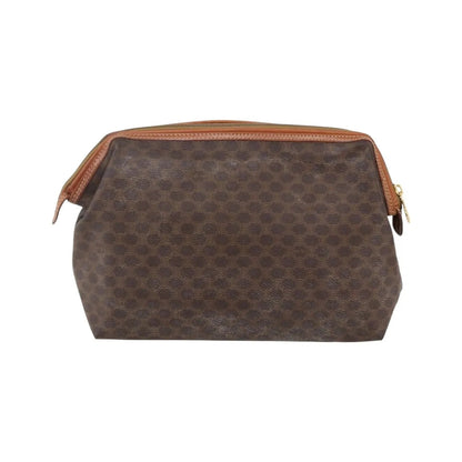 Celine Macadam Pochette Canvas, Brown, Canvas, Clutch