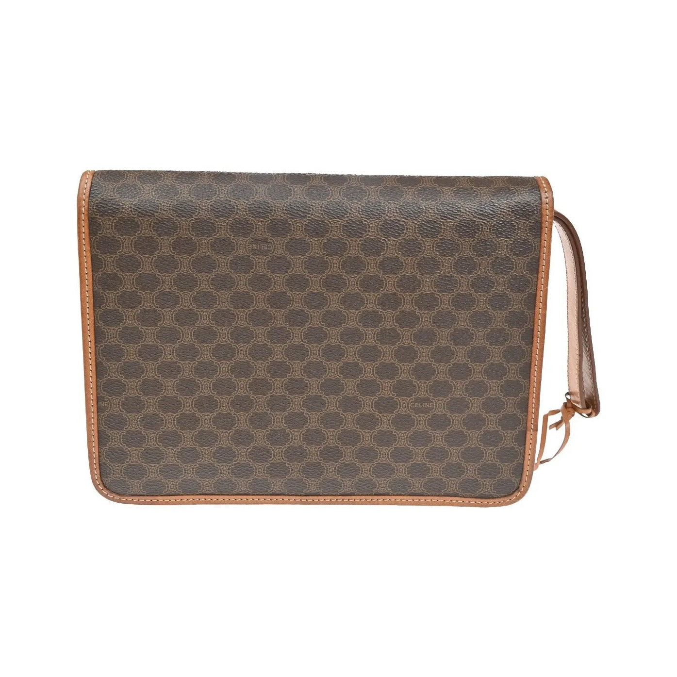 Celine Macadam Pochette Canvas and Leather, Brown, Canvas, Clutch