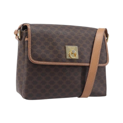 Celine Macadam Shoulder Canvas, Brown, Canvas, Crossbody Bag